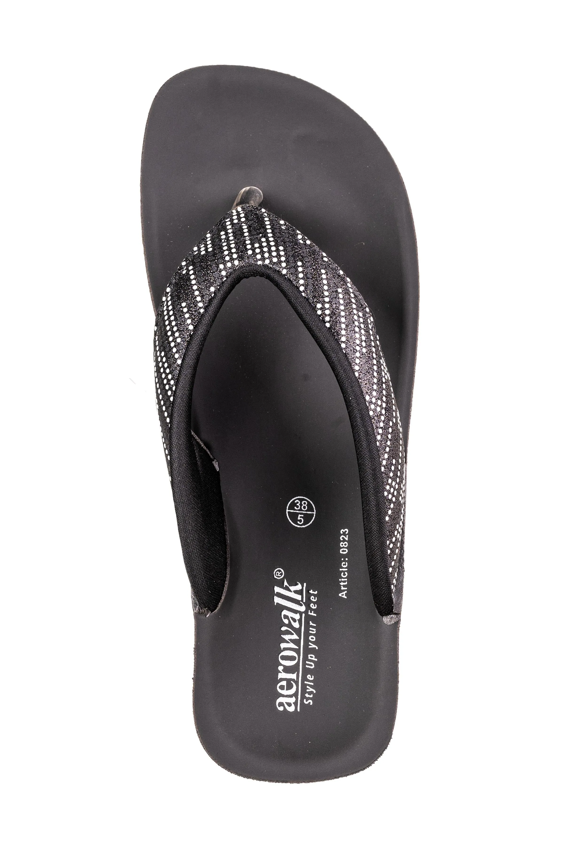 Aerowalk Ladies Black Chappal PU