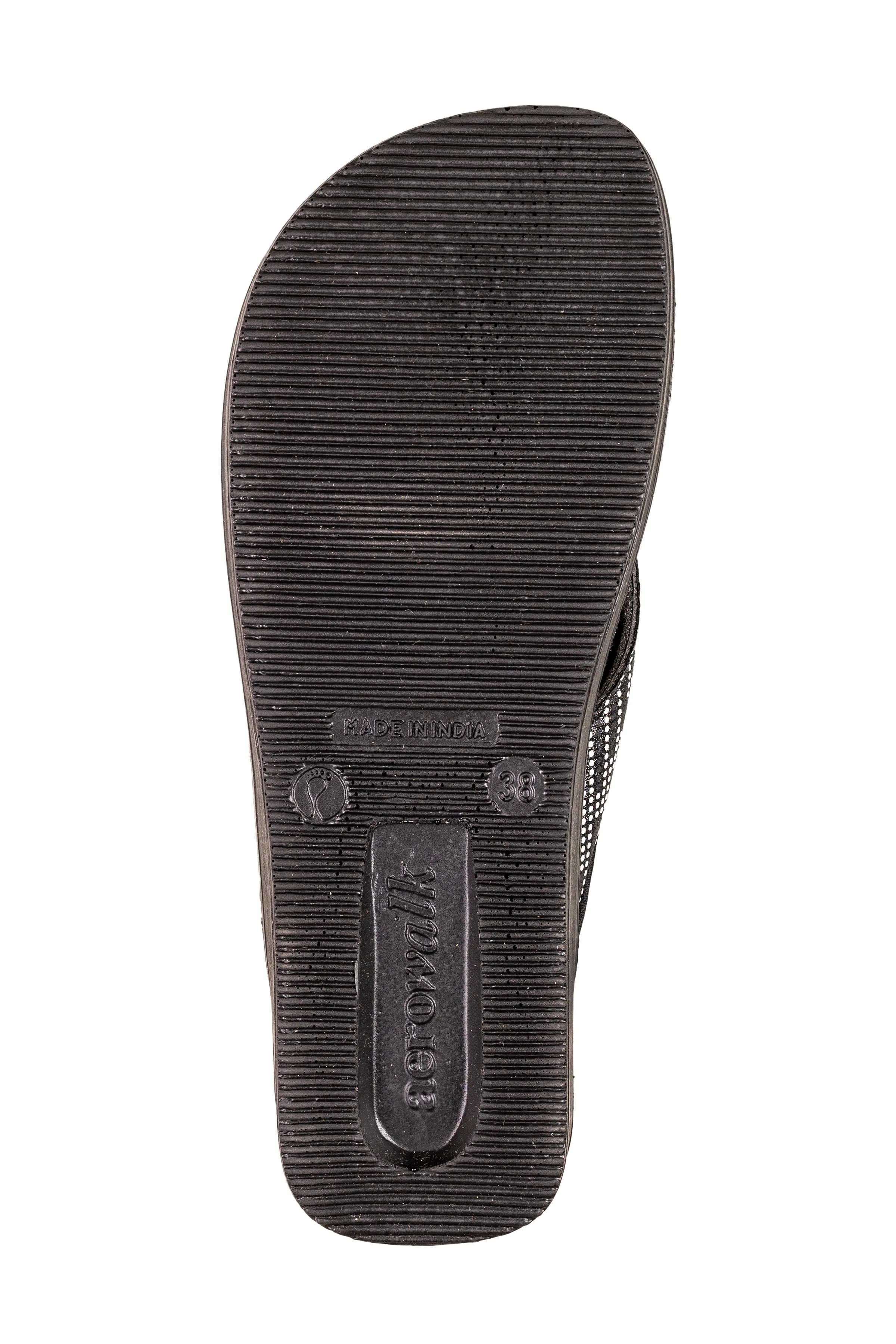 Aerowalk Ladies Black Chappal PU