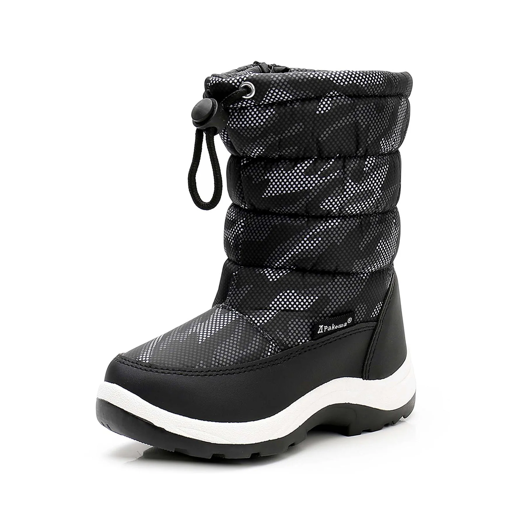Apakowa Kids Boys Cold Weather Water Resistant Winter Snow Boots (Toddler/Little Kid/Big Kid)-FXJNKZK-H8326-black