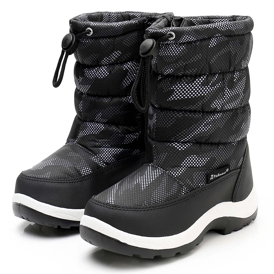 Apakowa Kids Boys Cold Weather Water Resistant Winter Snow Boots (Toddler/Little Kid/Big Kid)-FXJNKZK-H8326-black