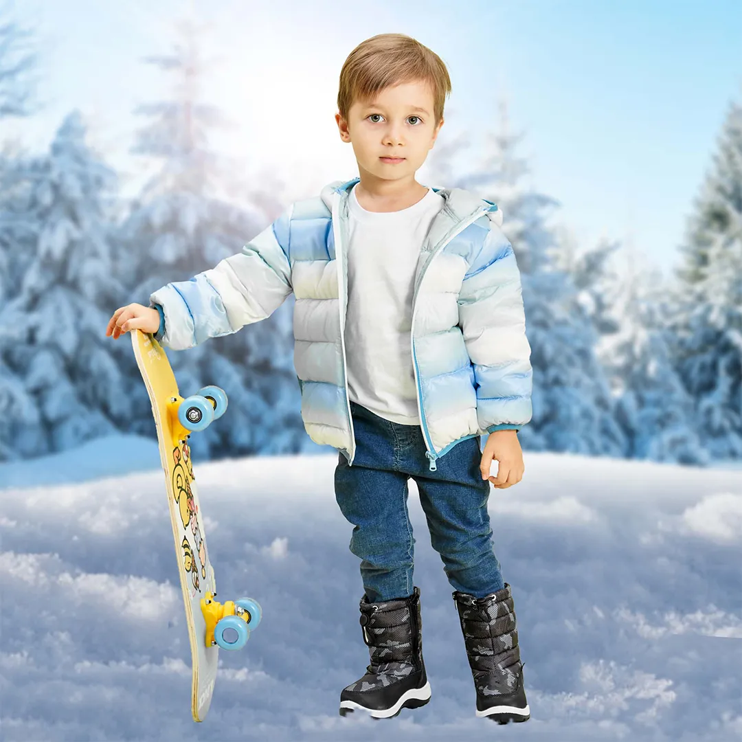 Apakowa Kids Boys Cold Weather Water Resistant Winter Snow Boots (Toddler/Little Kid/Big Kid)-FXJNKZK-H8326-black