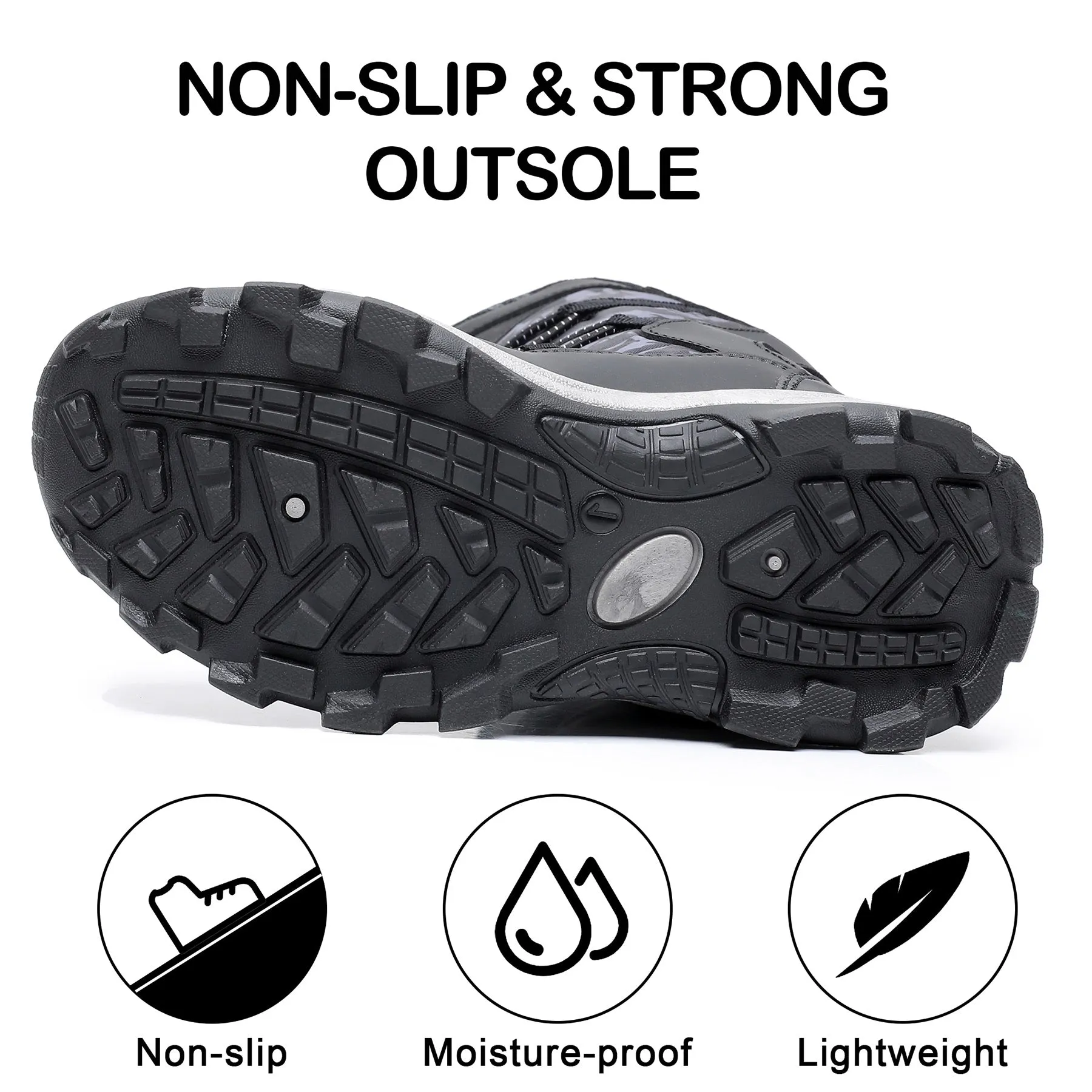 Apakowa Kids Boys Girls Cold Weather Water Resistant Winter Snow Boots (Toddler/Little Kid/Big Kid)-H7321-Black