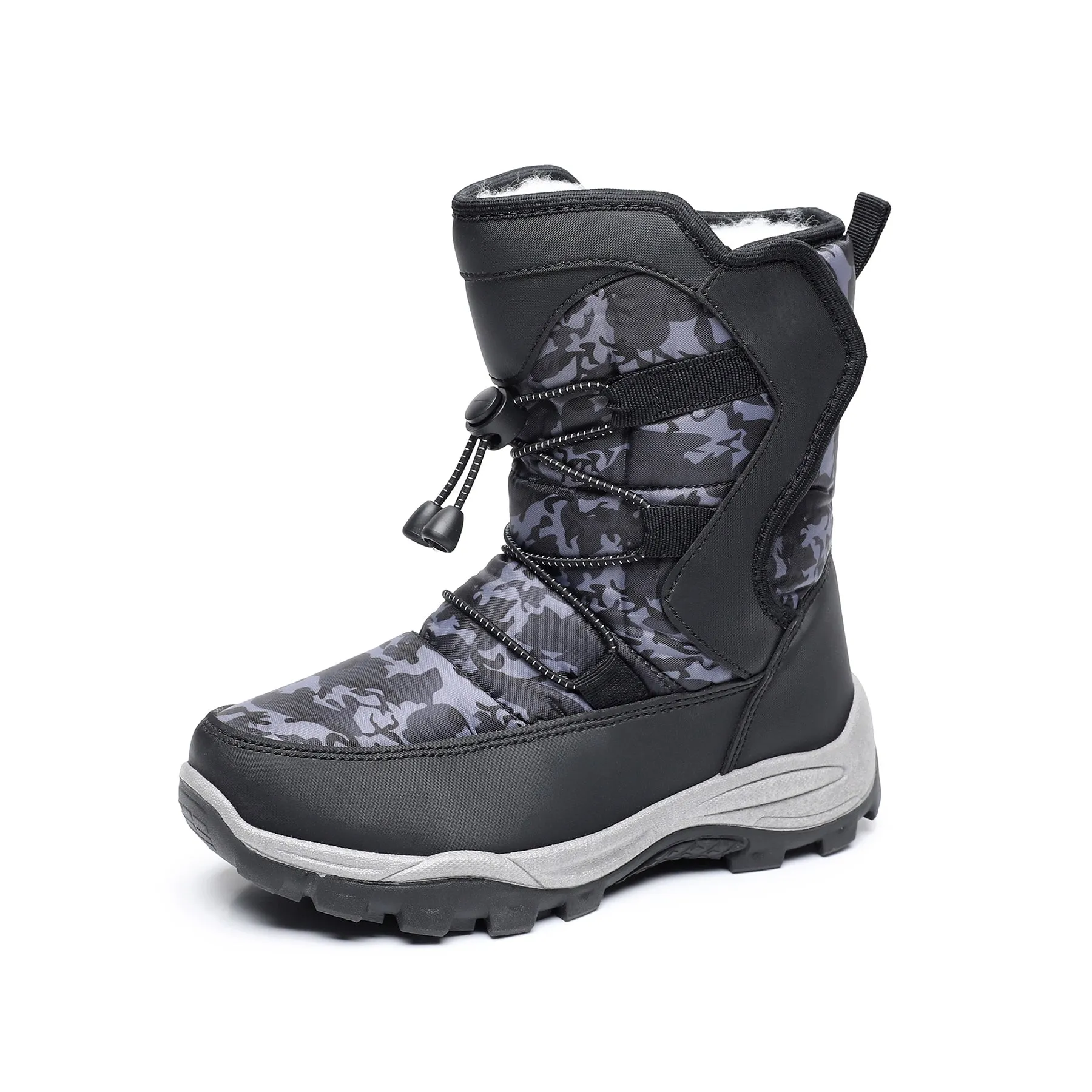 Apakowa Kids Boys Girls Cold Weather Water Resistant Winter Snow Boots (Toddler/Little Kid/Big Kid)-H7321-Black