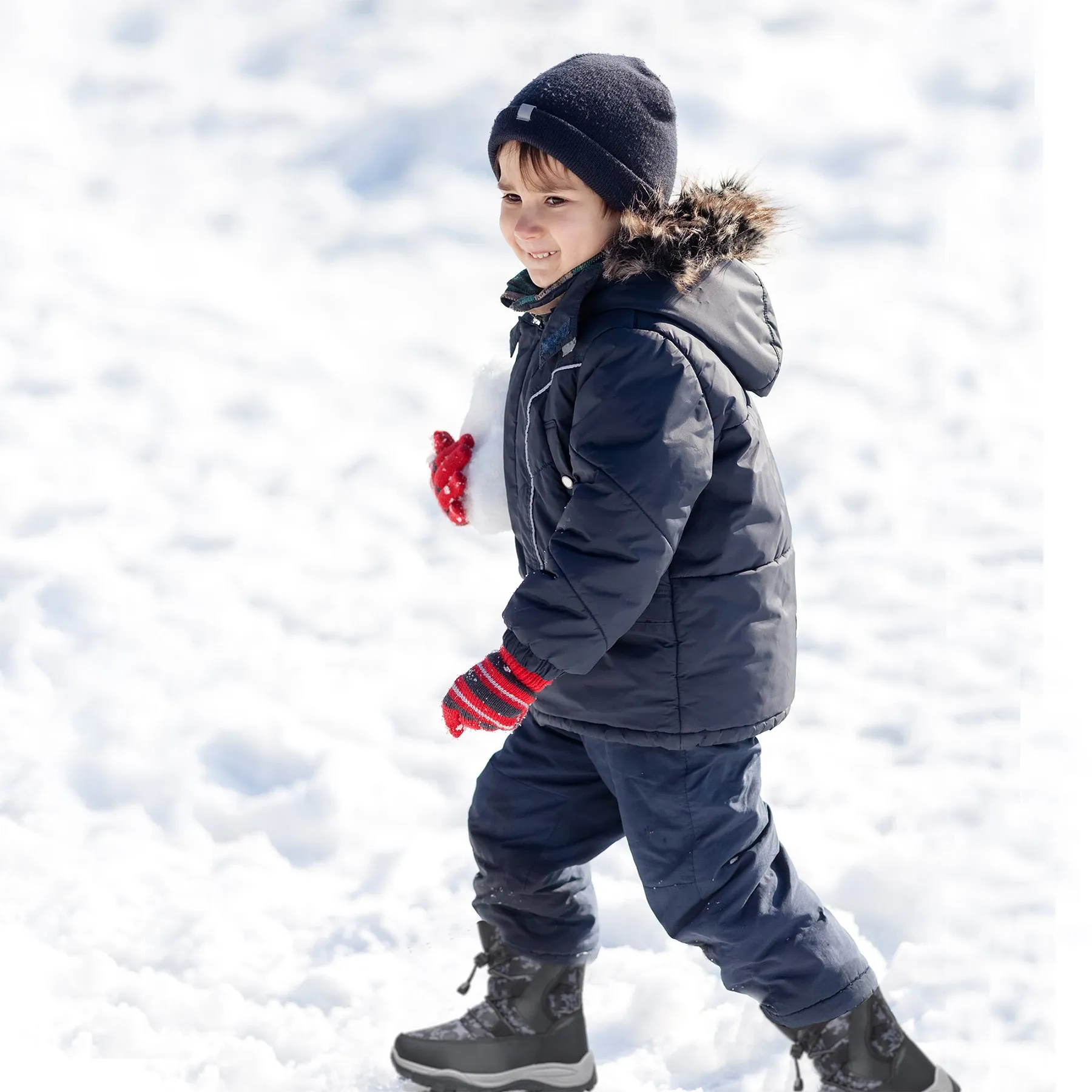 Apakowa Kids Boys Girls Cold Weather Water Resistant Winter Snow Boots (Toddler/Little Kid/Big Kid)-H7321-Black