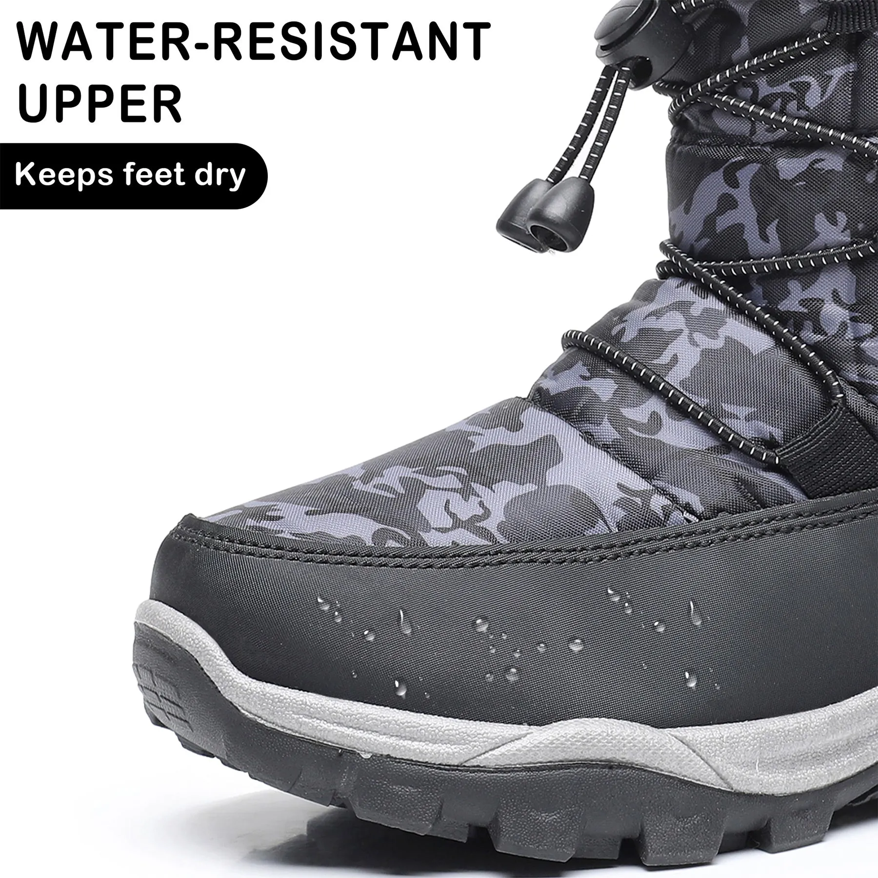 Apakowa Kids Boys Girls Cold Weather Water Resistant Winter Snow Boots (Toddler/Little Kid/Big Kid)-H7321-Black