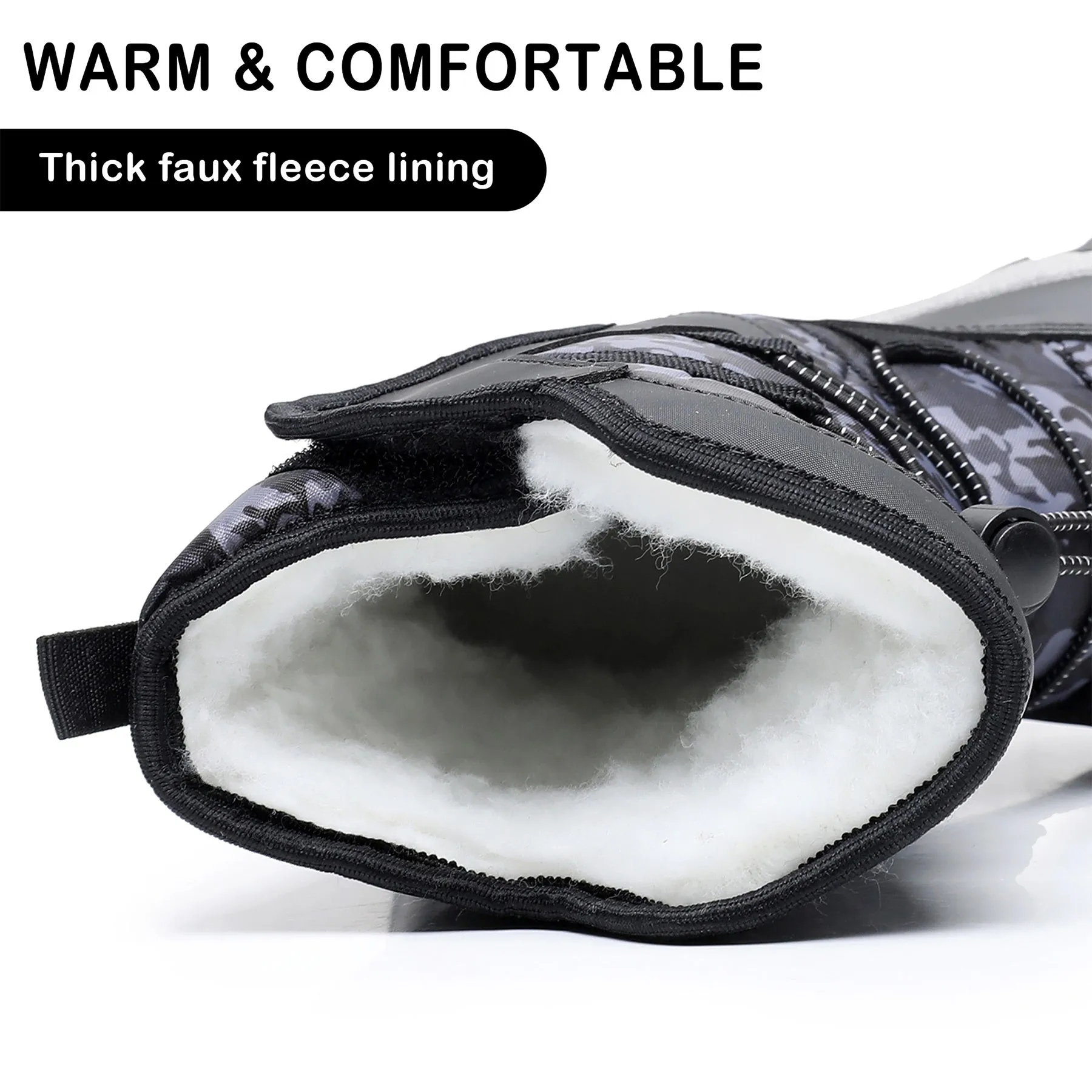 Apakowa Kids Boys Girls Cold Weather Water Resistant Winter Snow Boots (Toddler/Little Kid/Big Kid)-H7321-Black
