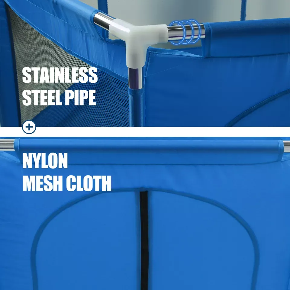 Baby Playpen Kids Safety Barrier with Basketball Net Sky Blue (60 x 15 x 24 cm)