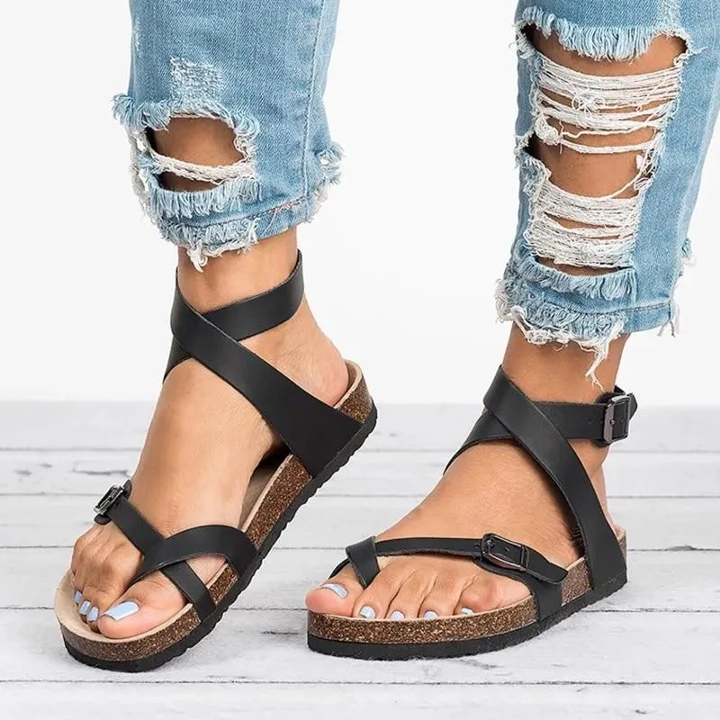 Basic Women Sandals Leather Flat Sandals