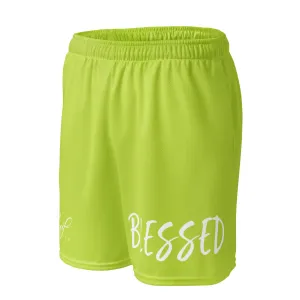 BLESSED BY XCLUSIF POETIX LIGHT GREEN & WHITE Unisex mesh shorts