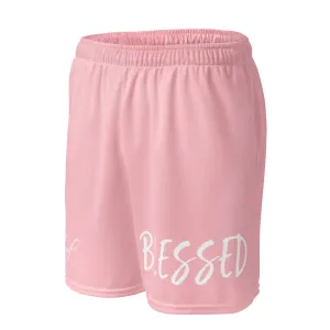 BLESSED BY XCLUSIF POETIX PINK & WHITE Unisex mesh shorts