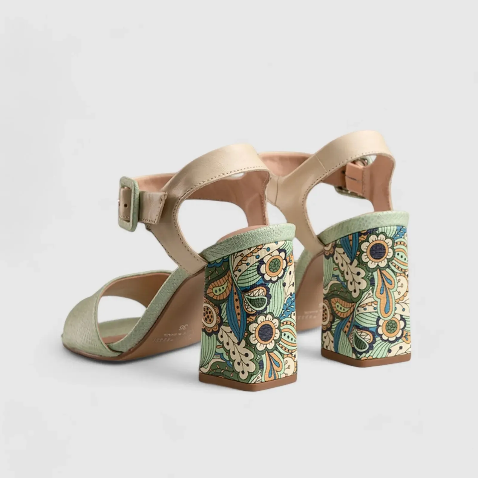 Block Heel Court Sandal Green 10156
