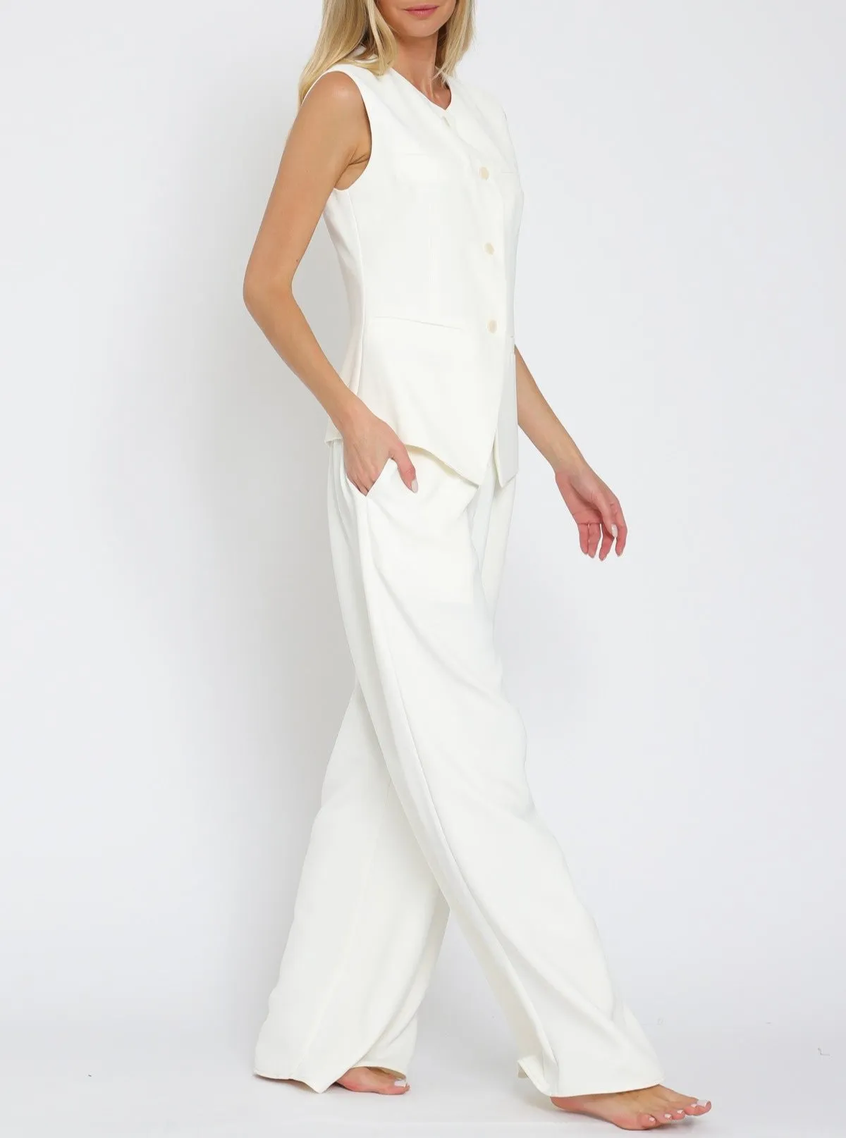 Business Chic Sleeveless Button Front Top (Assorted Colors)