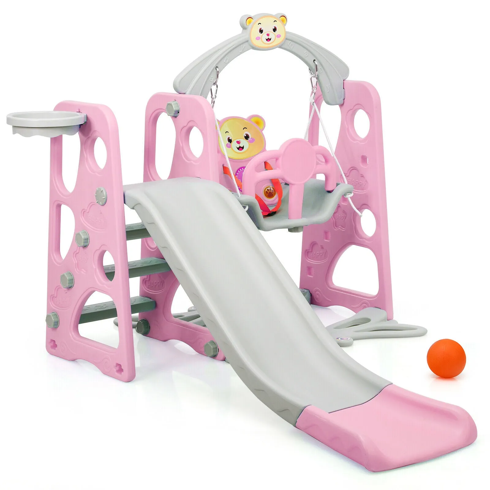 Children's Montessori Swing and Slide Set With Basketball Hoop | Indoor and Outdoor Play Play