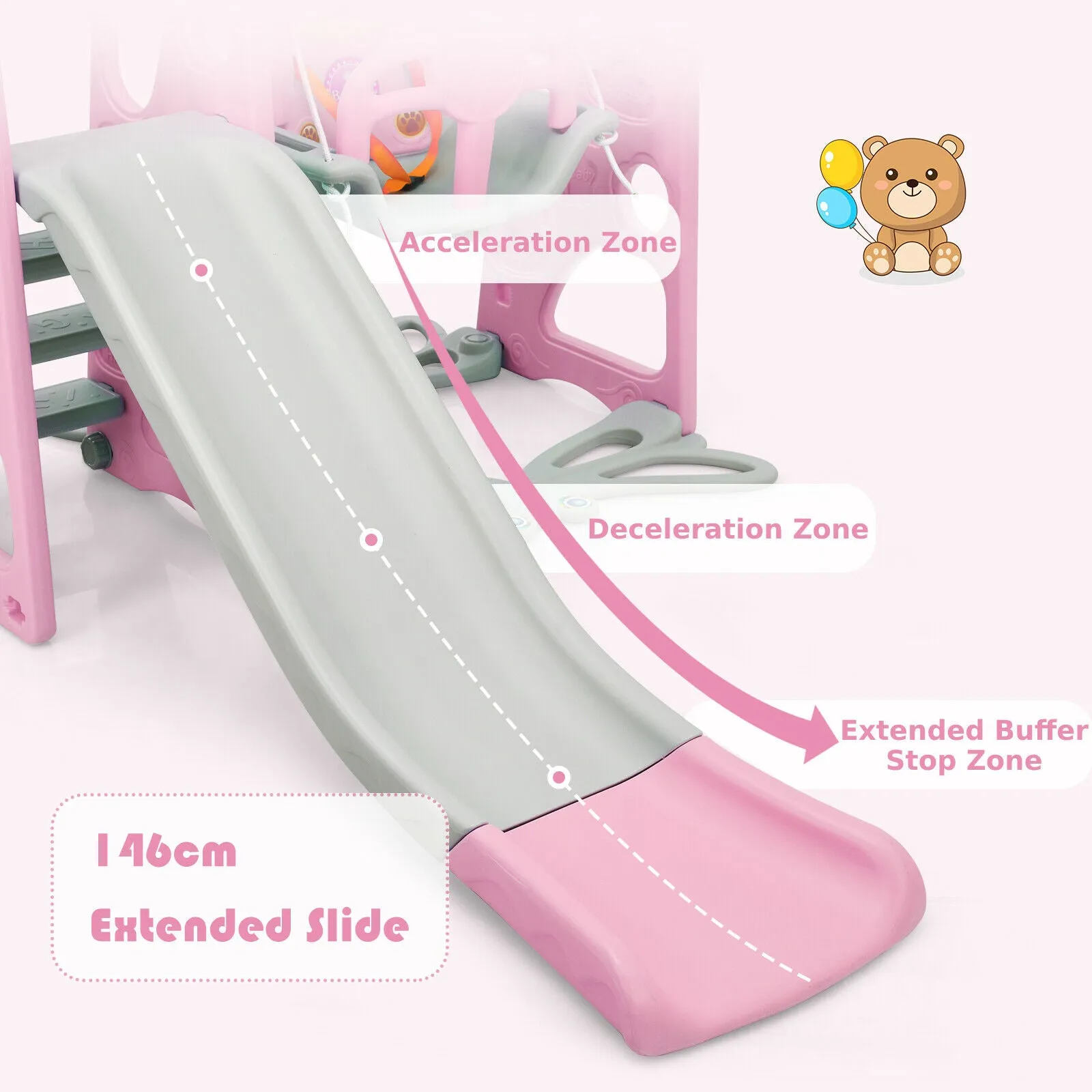 Children's Montessori Swing and Slide Set With Basketball Hoop | Indoor and Outdoor Play Play
