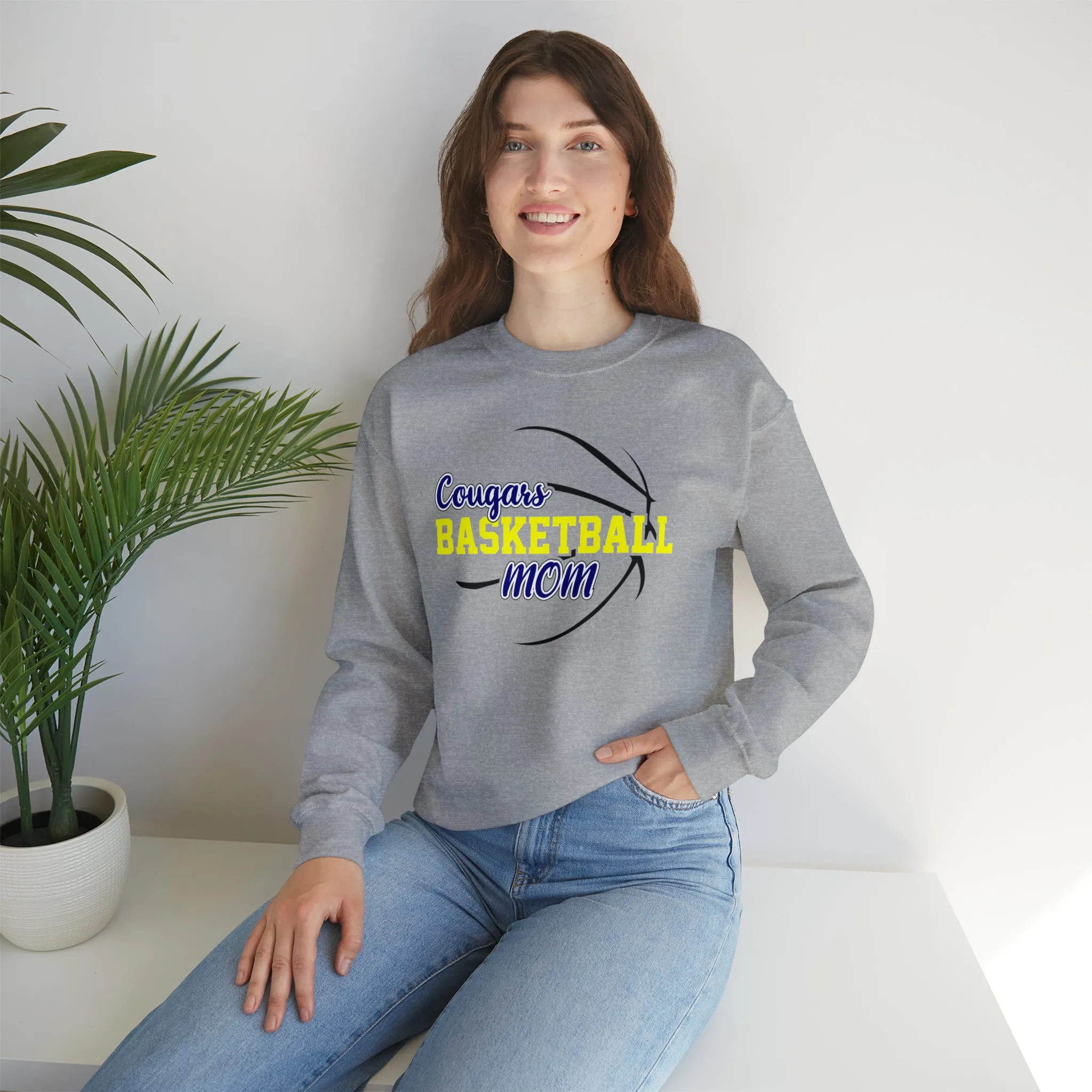 Cougars Basketball Mom Unisex Heavy Blend™ Crewneck Sweatshirt