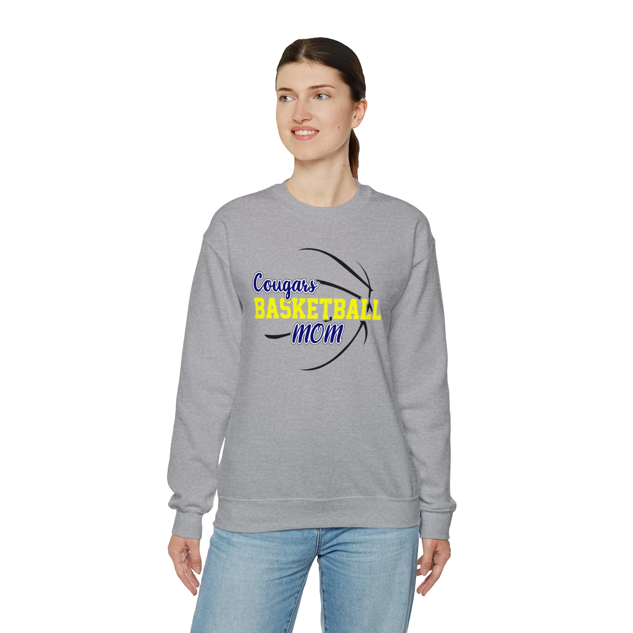 Cougars Basketball Mom Unisex Heavy Blend™ Crewneck Sweatshirt