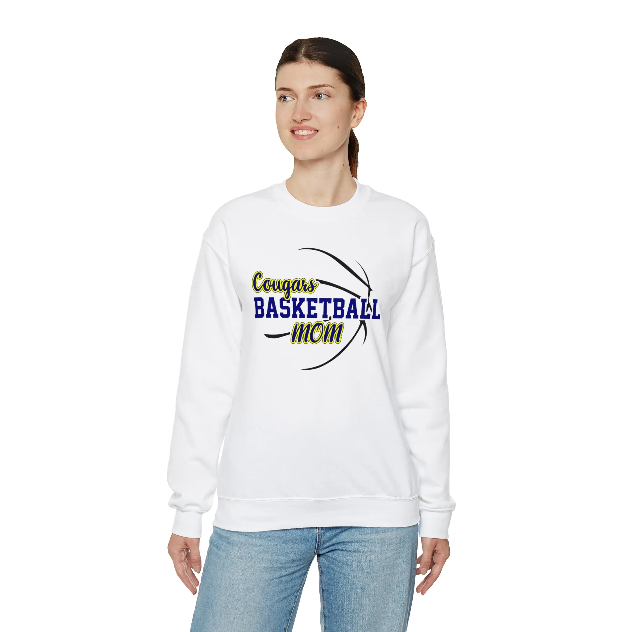 Cougars Basketball Mom Unisex Heavy Blend™ Crewneck Sweatshirt
