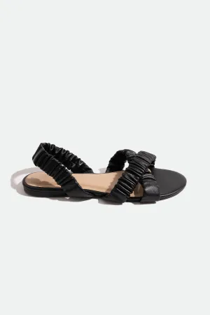 Double Strap Ruched Round Toe Sandals