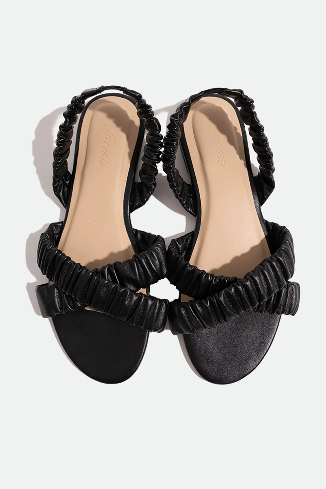 Double Strap Ruched Round Toe Sandals
