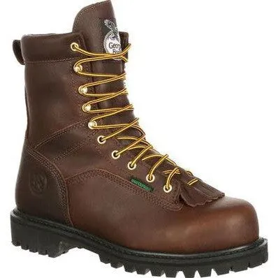 Georgia Men's Lace To Toe 8" Soft Toe Waterproof Work Boot- Chocolate- G8041