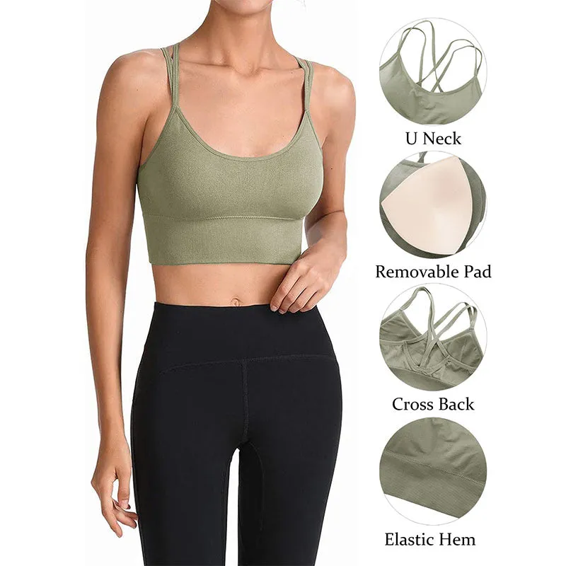 Hanerdun Women Crossback Workout Bras Female Padded Sports Bra Daily Bra