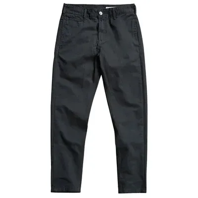 Heavyweight Woven Twill Casual Pants - Men's Pure Cotton Washed Old Straight Tapered Trousers