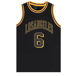 Kid's Basketball Jersey Tank Boys Sports T Shirt Tee Singlet Tops Los Angeles, Black - Los Angeles 6, 2