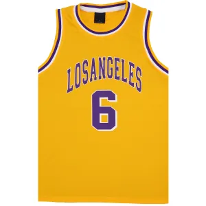 Kid's Basketball Jersey Tank Boys Sports T Shirt Tee Singlet Tops Los Angeles, Yellow - Los Angeles 6, 2
