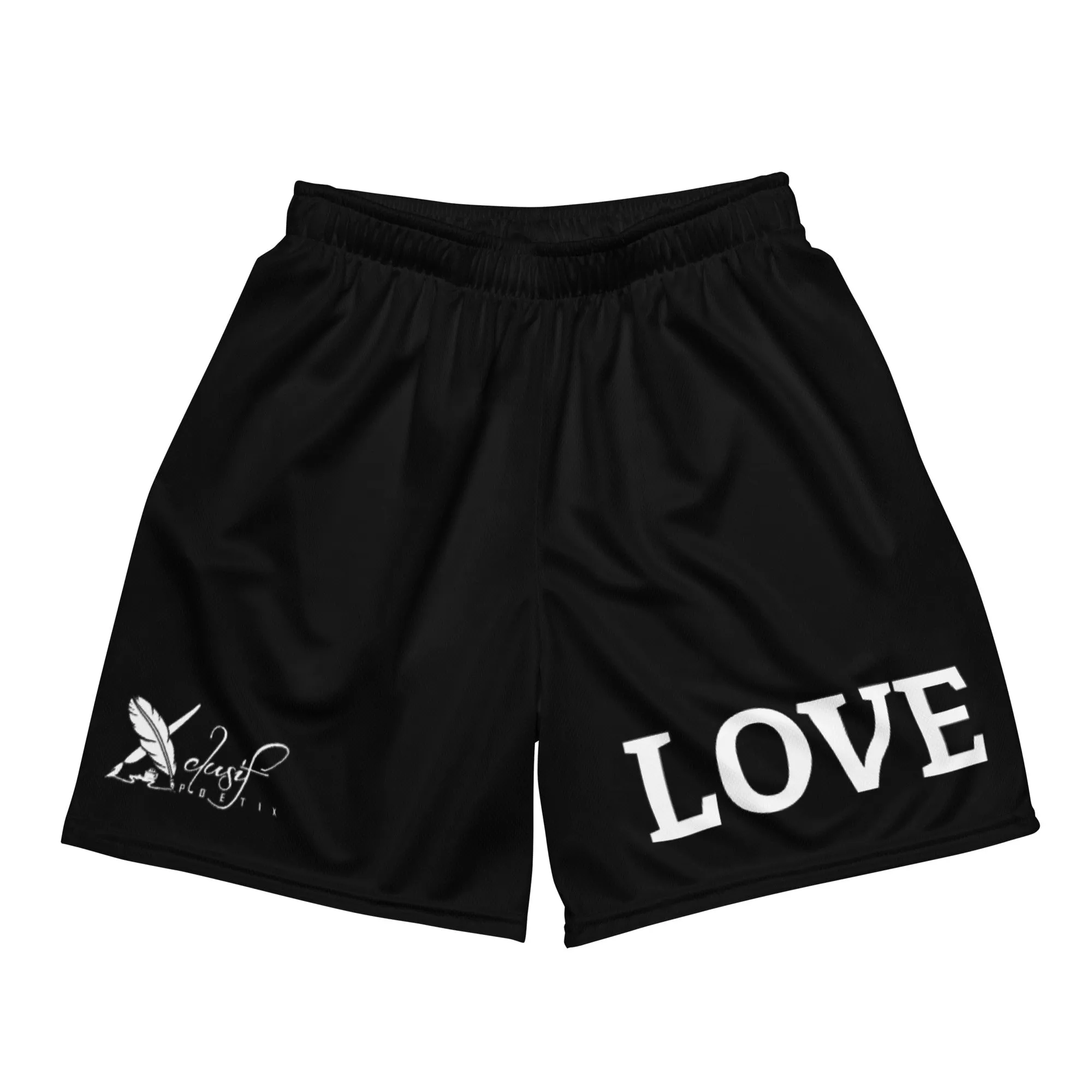 LOVE BY XCLUSIF POETIX BLACK & WHITE Unisex mesh shorts