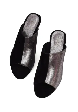 Lyla Black & Silver Heel Sandals