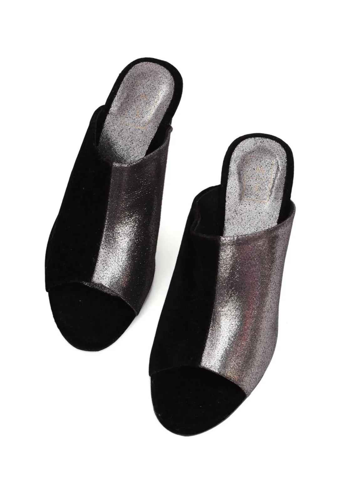 Lyla Black & Silver Heel Sandals