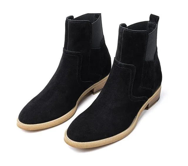 men winter boots men shoes Pointy Chelsea boot sleeve high mercerized suede Martin high top boot for men nubuck leather