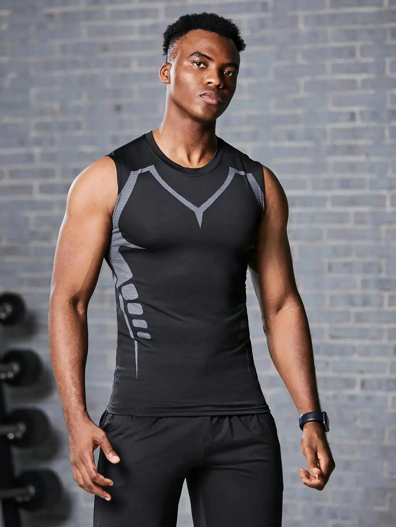 Men's Sports Compression Vest Sleeveless Quick-dry Elastic Basketball Training Clothes Fitness & Running Athletic Baselayer Top
