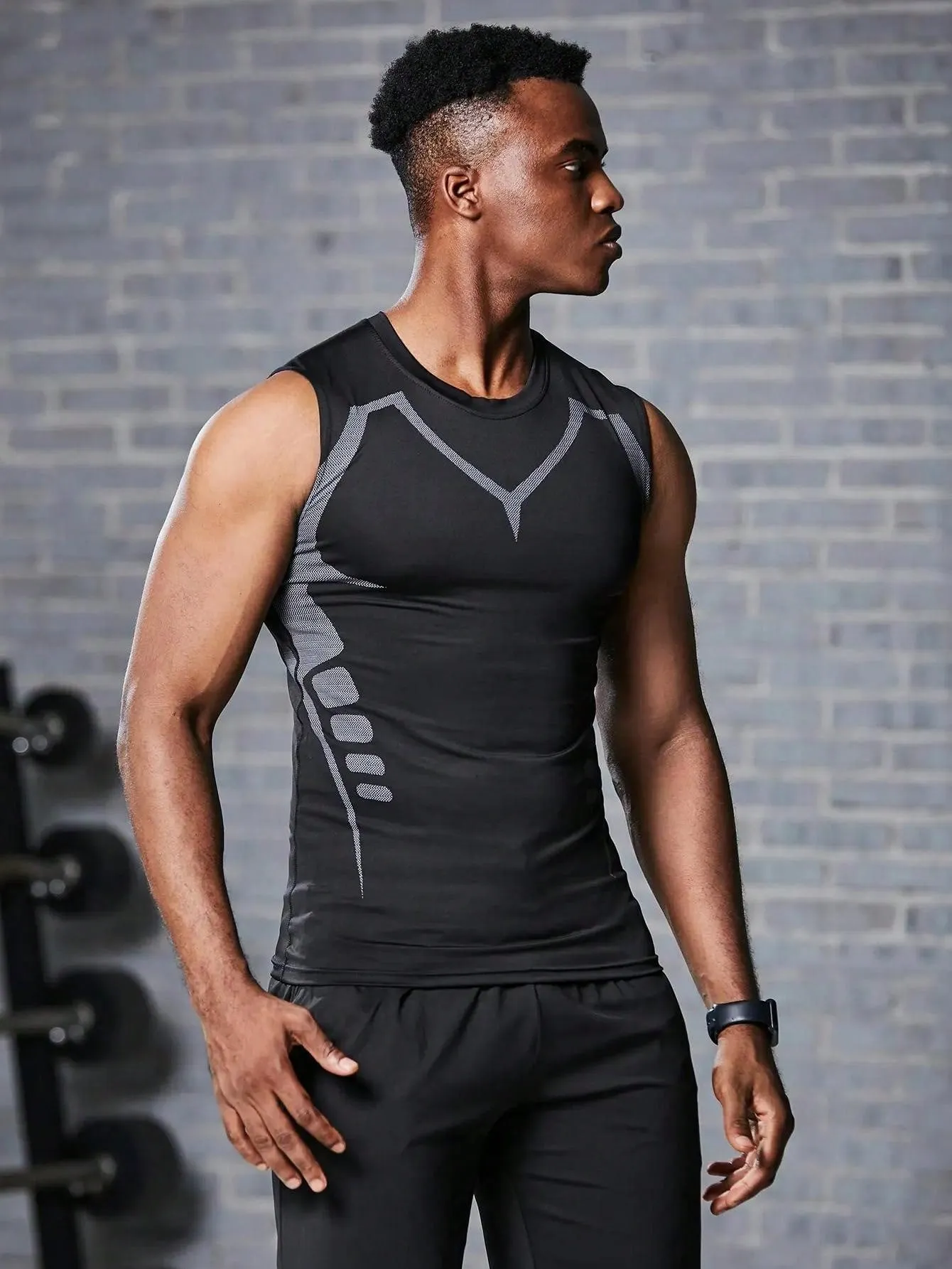 Men's Sports Compression Vest Sleeveless Quick-dry Elastic Basketball Training Clothes Fitness & Running Athletic Baselayer Top