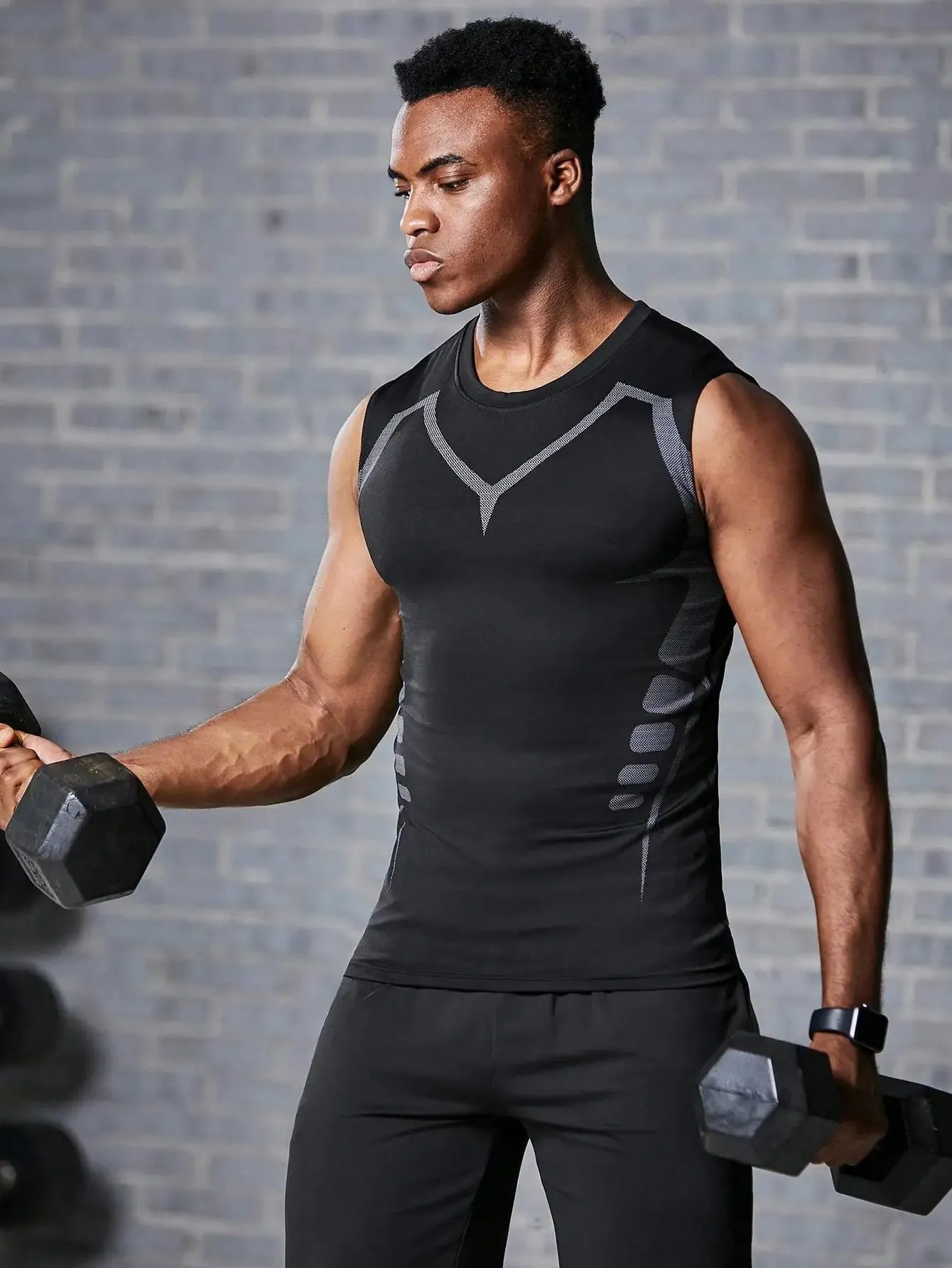 Men's Sports Compression Vest Sleeveless Quick-dry Elastic Basketball Training Clothes Fitness & Running Athletic Baselayer Top