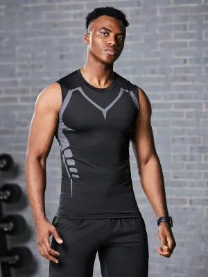Men's Sports Compression Vest Sleeveless Quick-dry Elastic Basketball Training Clothes Fitness & Running Athletic Baselayer Top