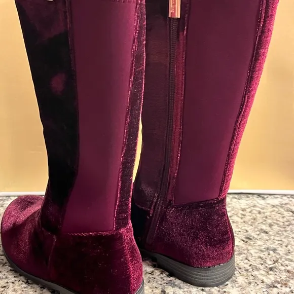 Michael Kors Emma Lily velour boots grade school new Plum Youth Girls Size 2