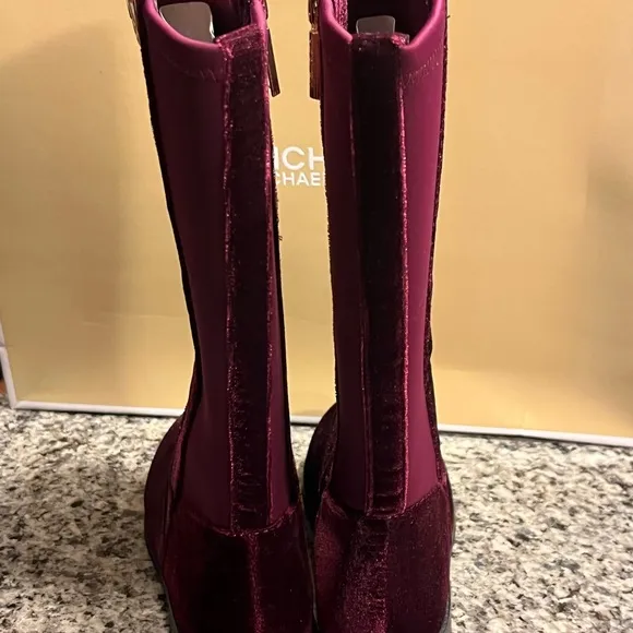 Michael Kors Emma Lily velour boots grade school new Plum Youth Girls Size 2