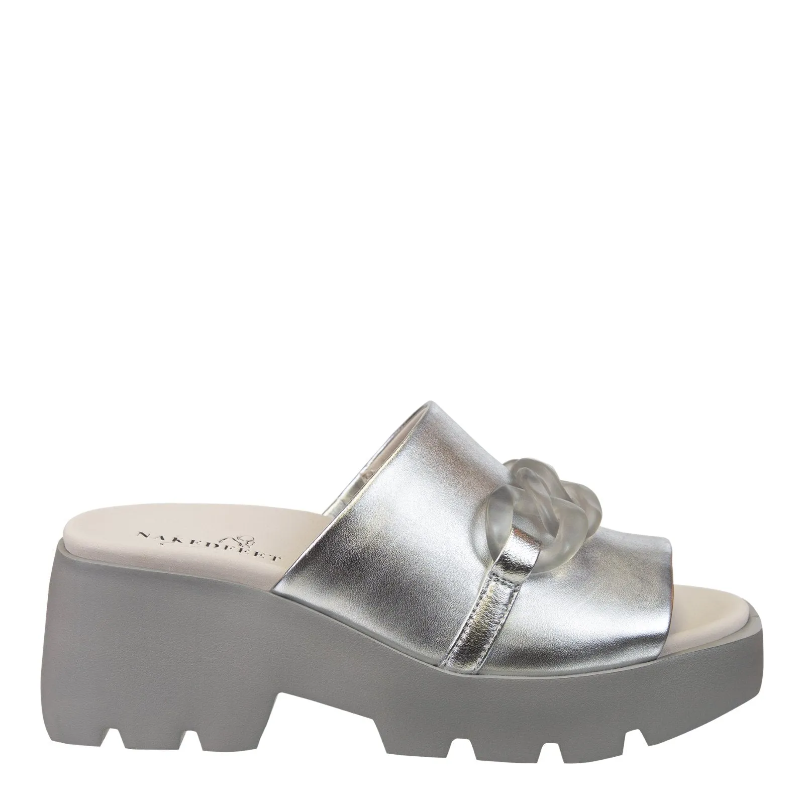 Naked Feet: ISO in SILVER Platform Sandals