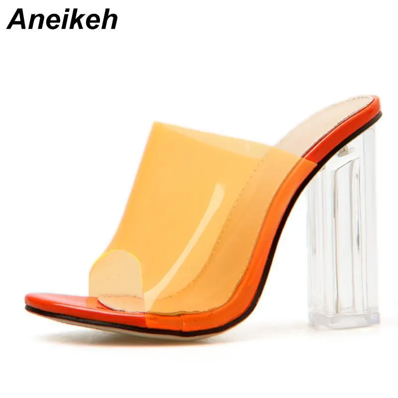 New Women Sandals PVC Jelly Crystal Heel Transparent Women Sexy Clear High Heels  Sandals