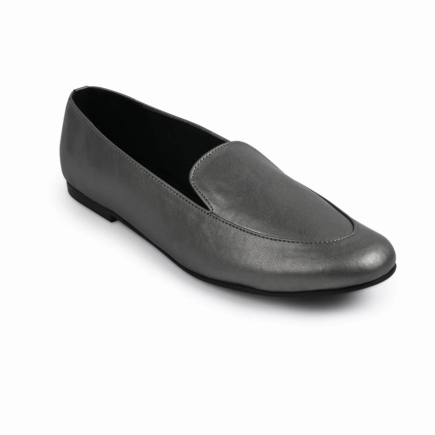 Olivia Gunmetal Silver Loafers For Women