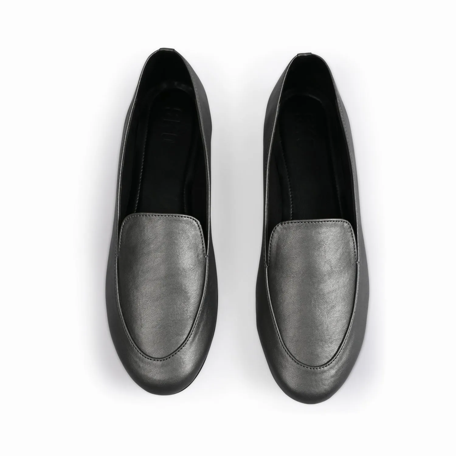 Olivia Gunmetal Silver Loafers For Women