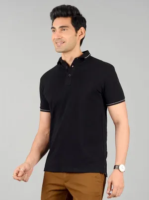 Phantom Black Solid Slim Fit Polo T-shirt | JadeBlue