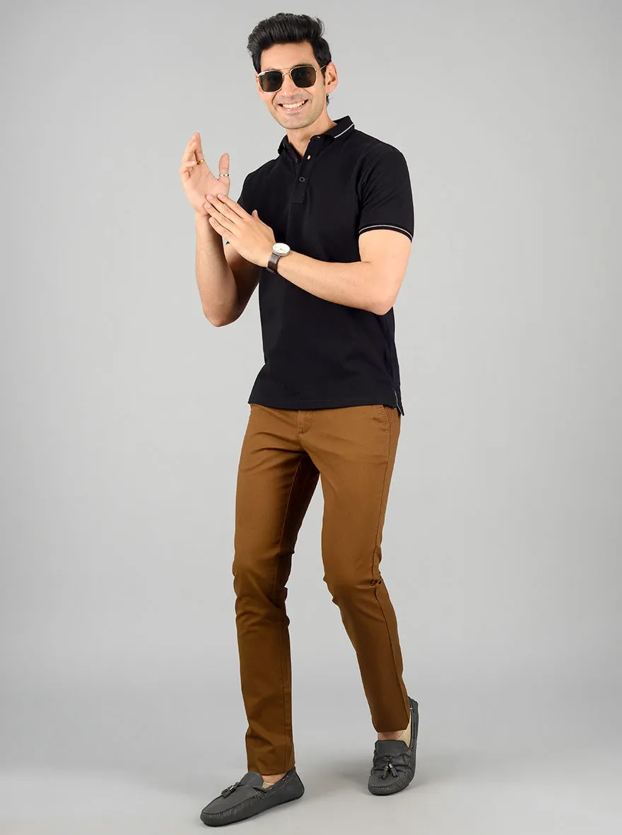 Phantom Black Solid Slim Fit Polo T-shirt | JadeBlue