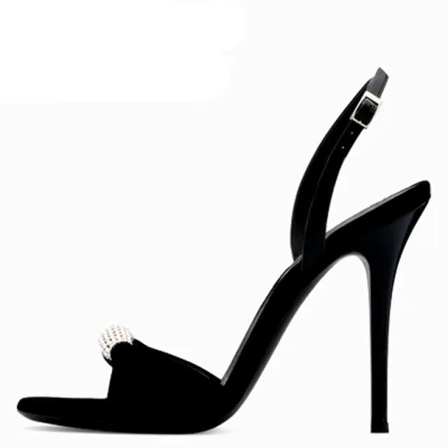 Rhinestones Knot High Heel Sandals with Crystals Shoes