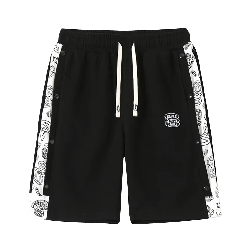 Side cashew flower drawstring shorts-D101 | Inspanda