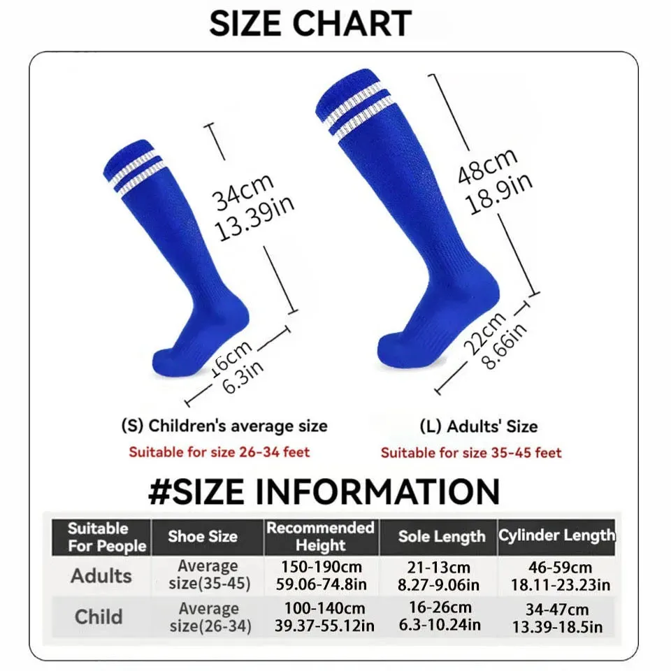 Soccer Long Knee High Towel Bottom Sports Sock
