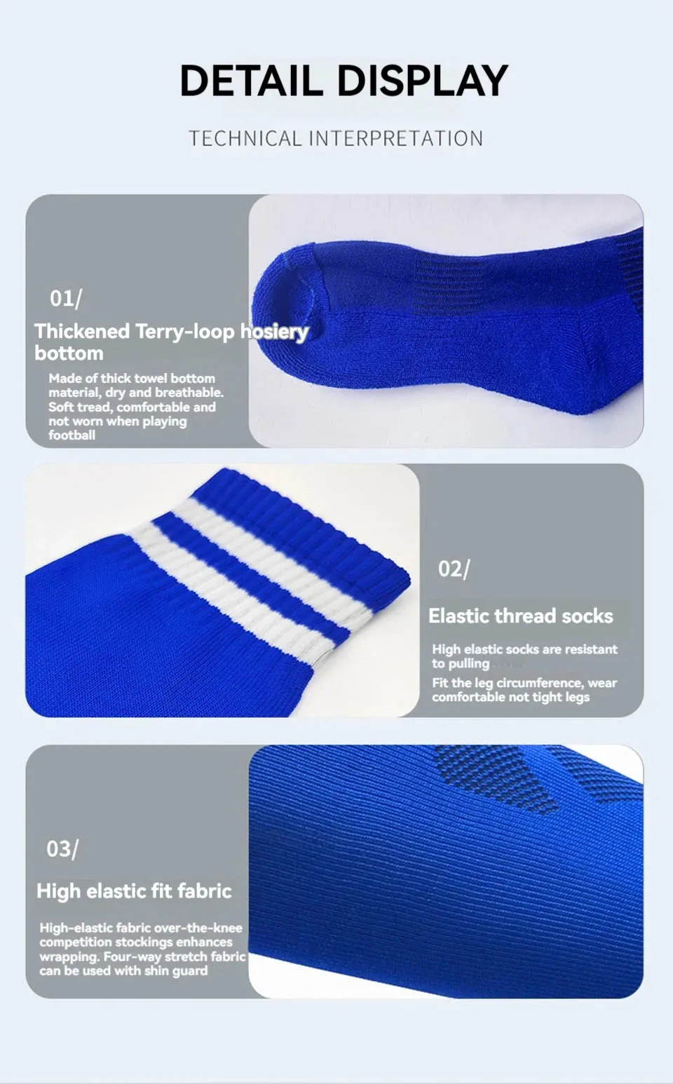Soccer Long Knee High Towel Bottom Sports Sock