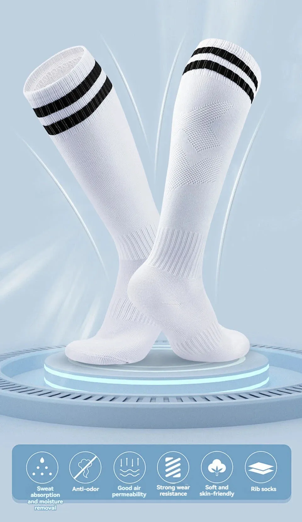 Soccer Long Knee High Towel Bottom Sports Sock