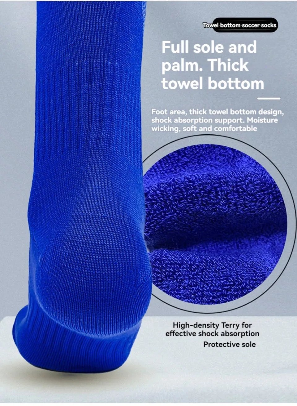 Soccer Long Knee High Towel Bottom Sports Sock